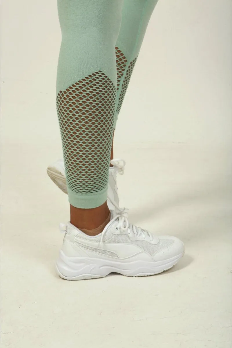 Mesh Seamless Leggings - Mint Green