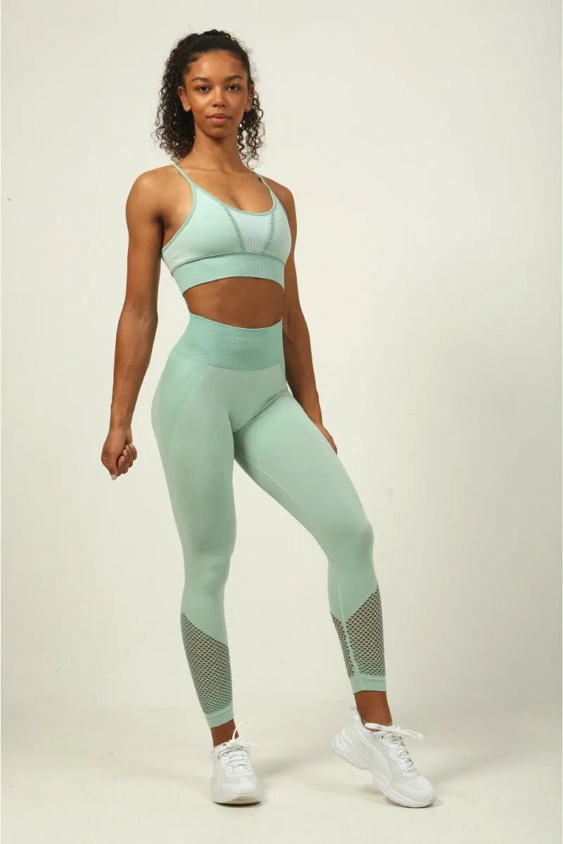 Mesh Seamless Leggings - Mint Green