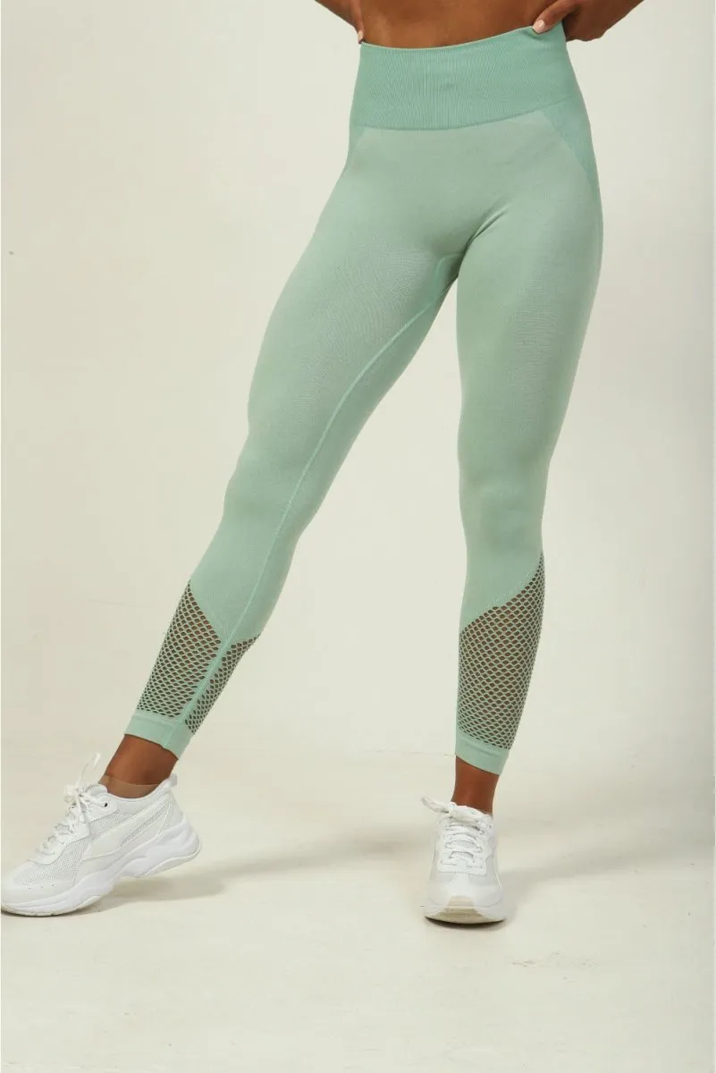 Mesh Seamless Leggings - Mint Green