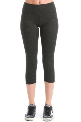 Micro Stripe Flat Waist Capri Performance Legging