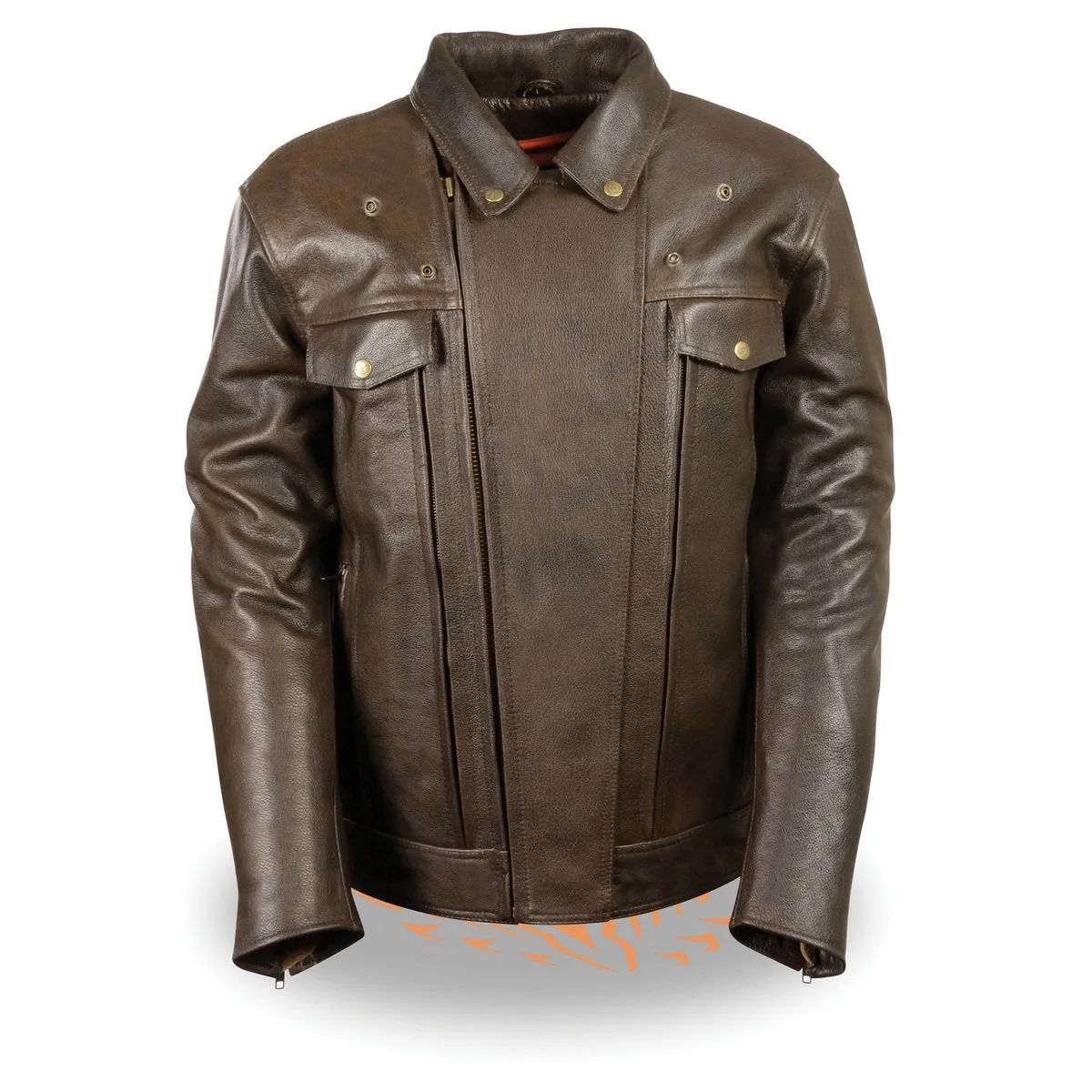 Milwaukee Leather MLM1522 Men's ‘Vented’ Retro Brown Leather Motorcycle Jacket