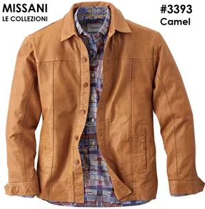 Missani Men's Shirt Leather Jacket Camel 3393 FW22