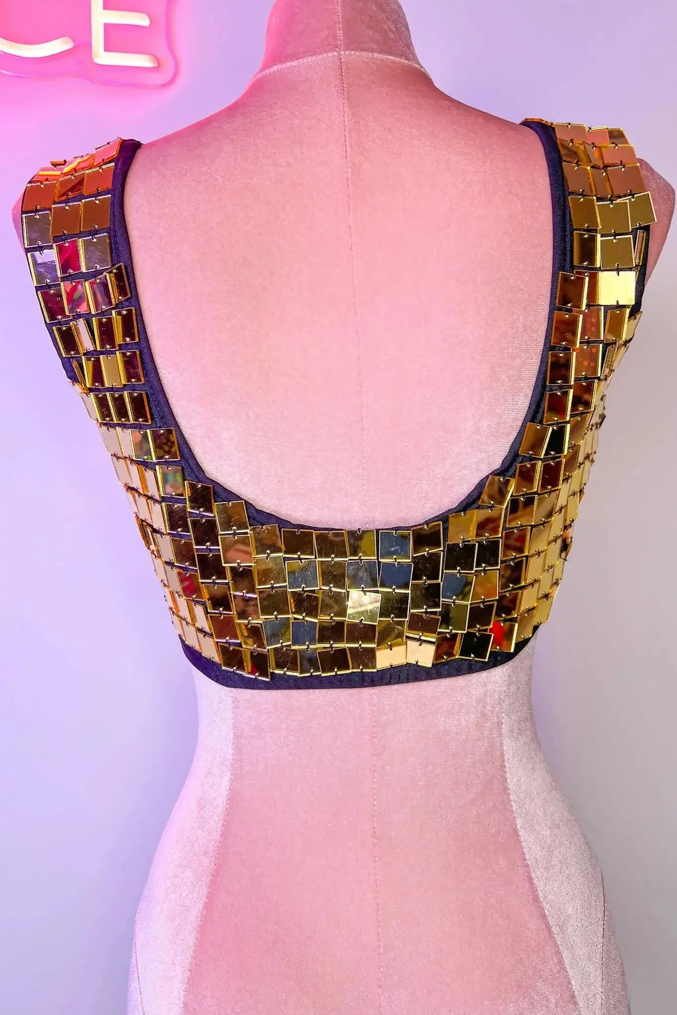 Molly Mirror Crop Top| Gold