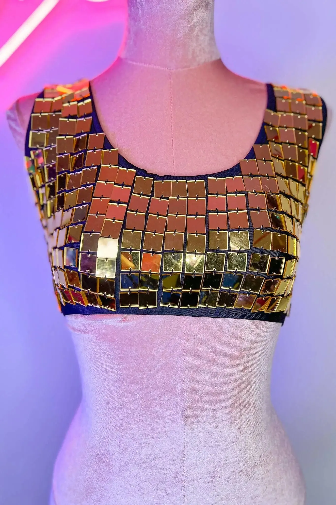 Molly Mirror Crop Top| Gold