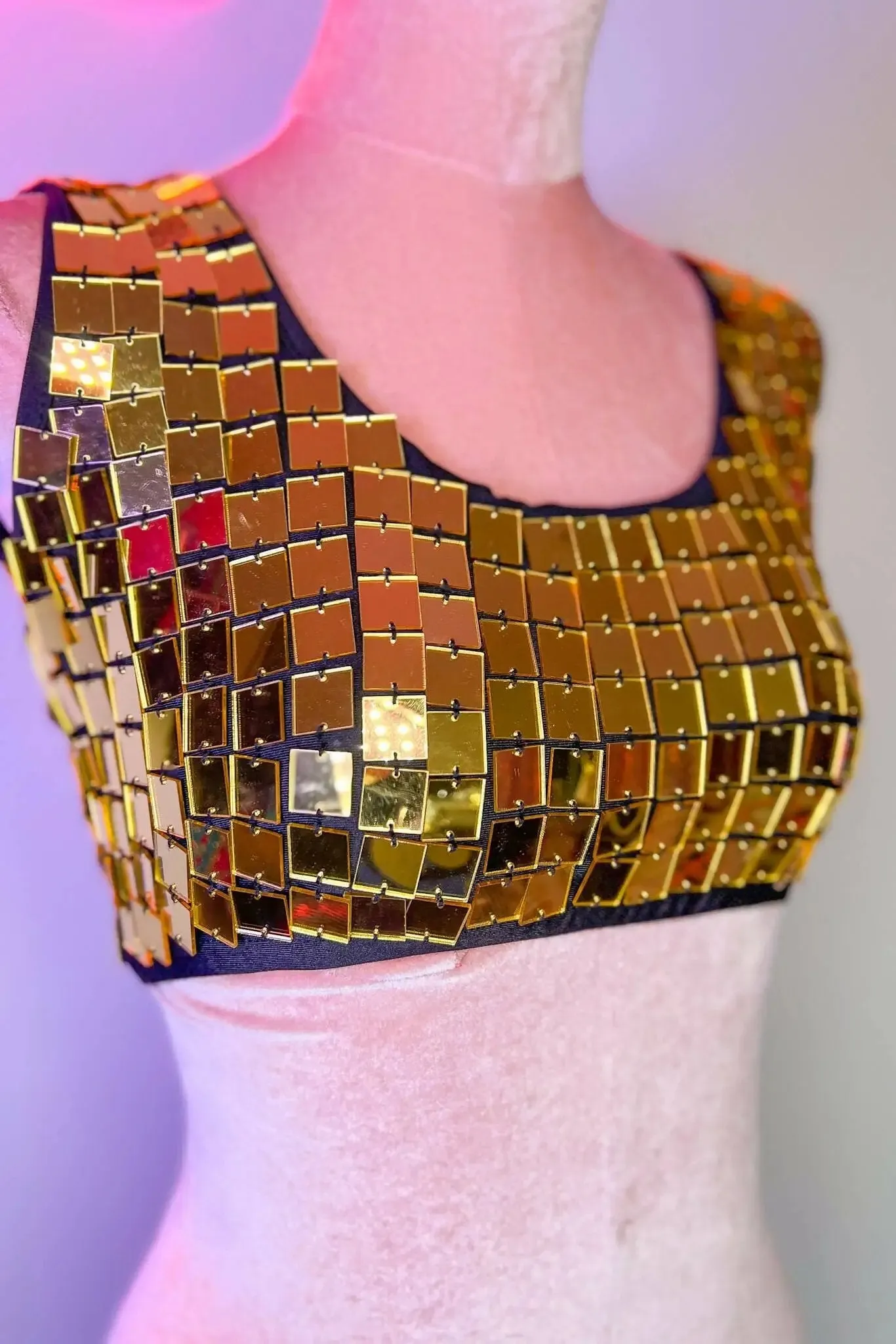 Molly Mirror Crop Top| Gold