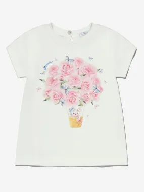 Monnalisa Baby Girls Cotton Teddy And Roses T-Shirt