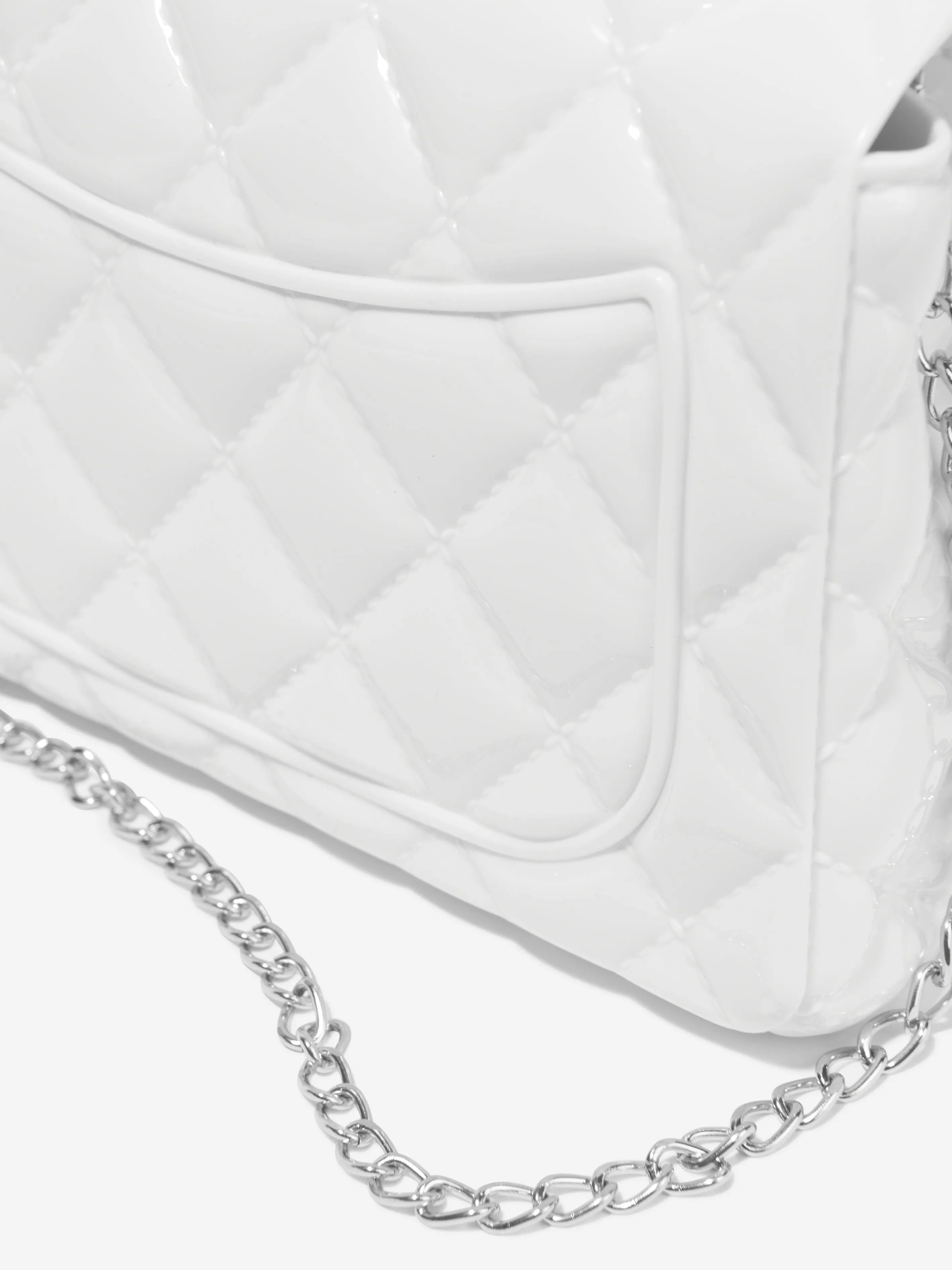 Monnalisa Girls Diamante Quilted Bag in White