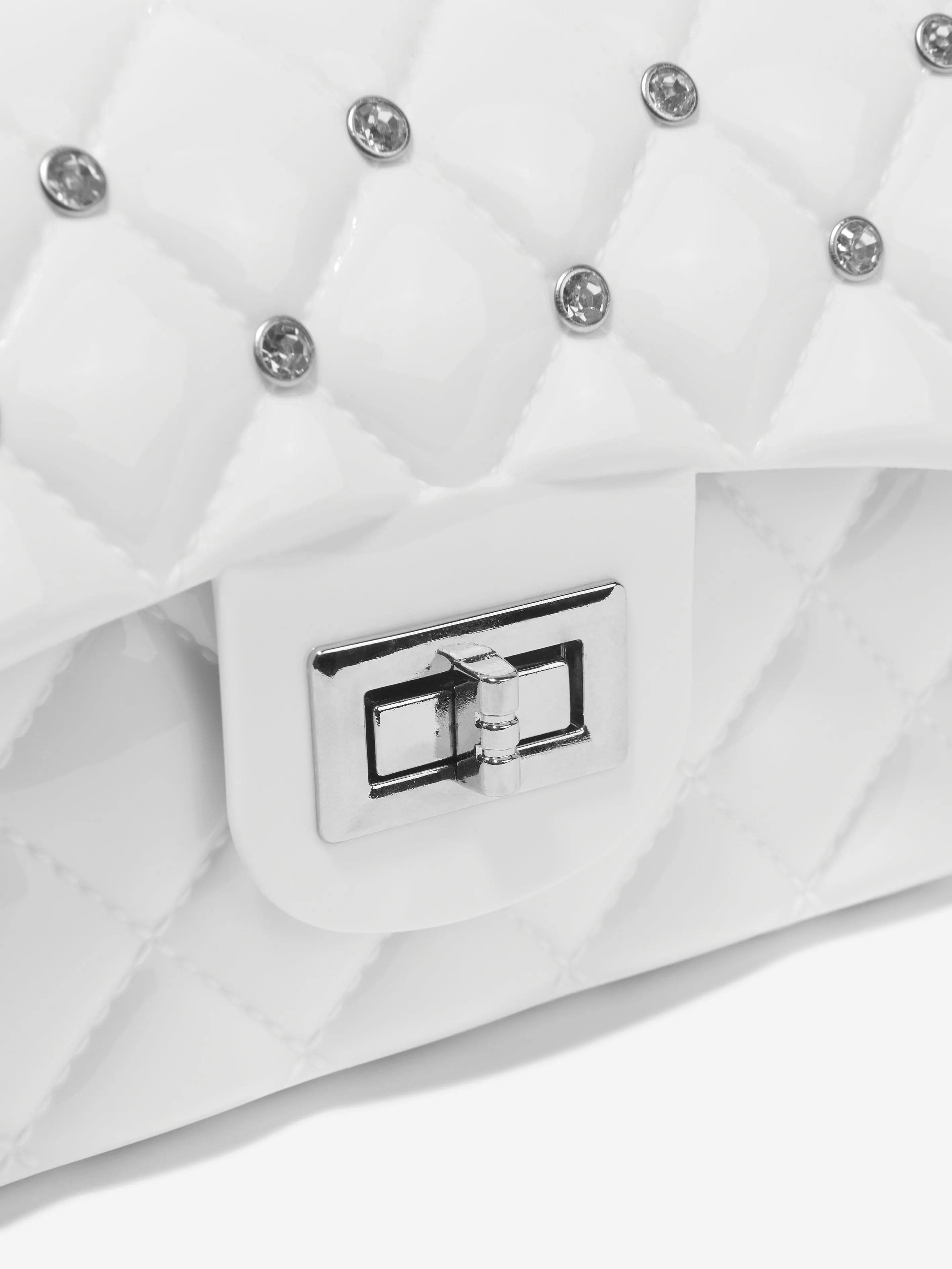 Monnalisa Girls Diamante Quilted Bag in White