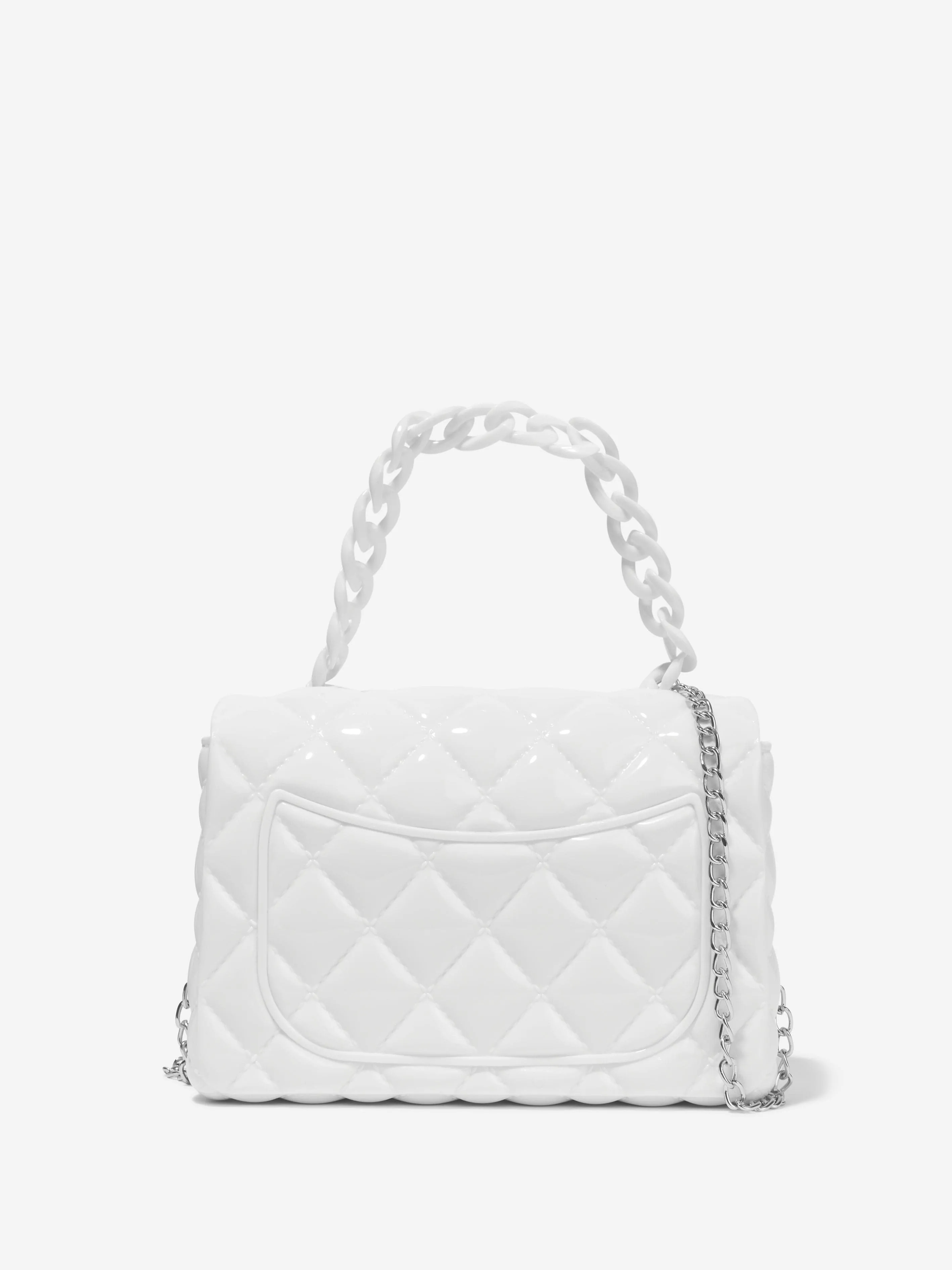 Monnalisa Girls Diamante Quilted Bag in White