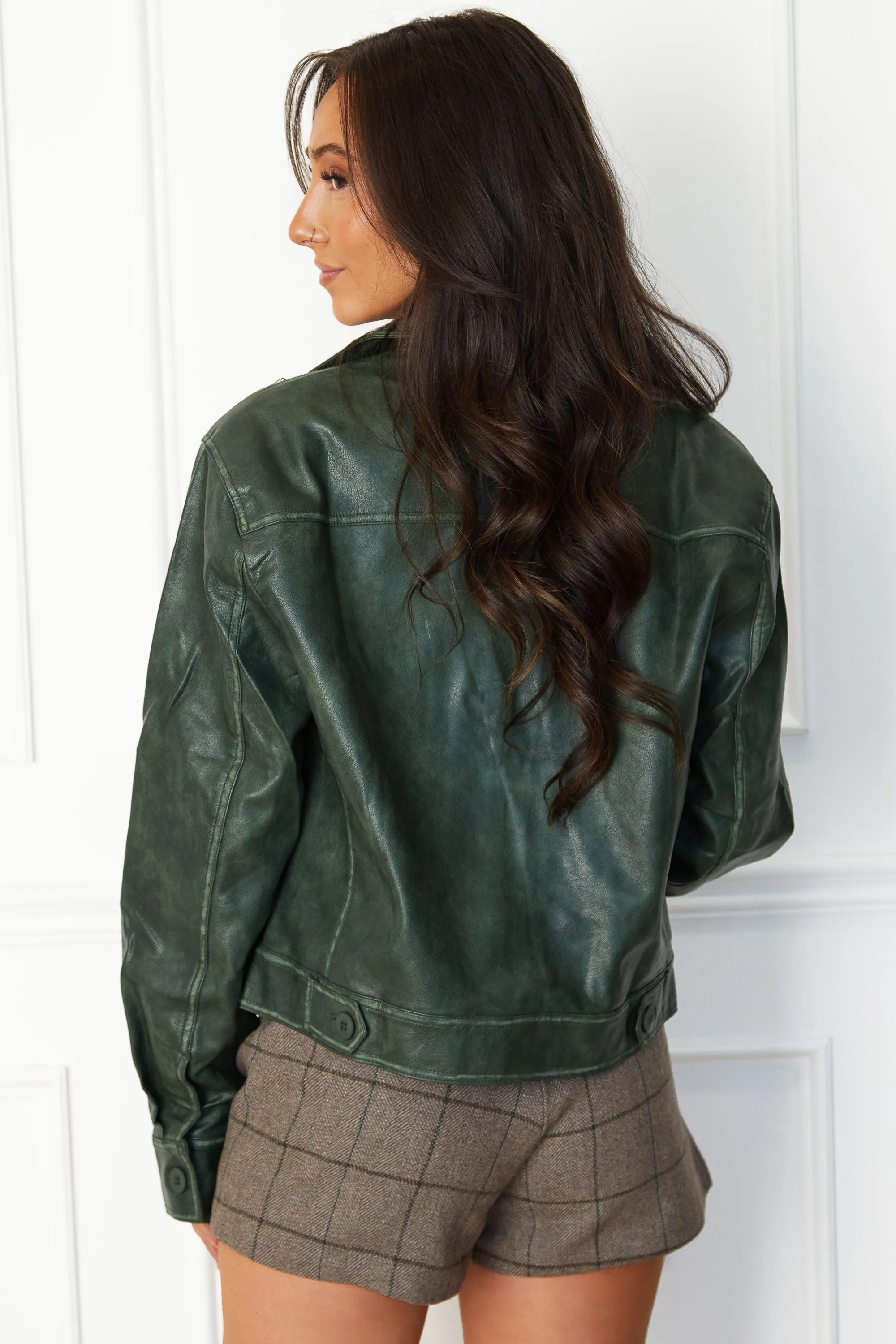 Morris Green Washed Vegan Leather Jacket