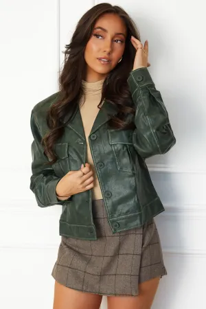 Morris Green Washed Vegan Leather Jacket