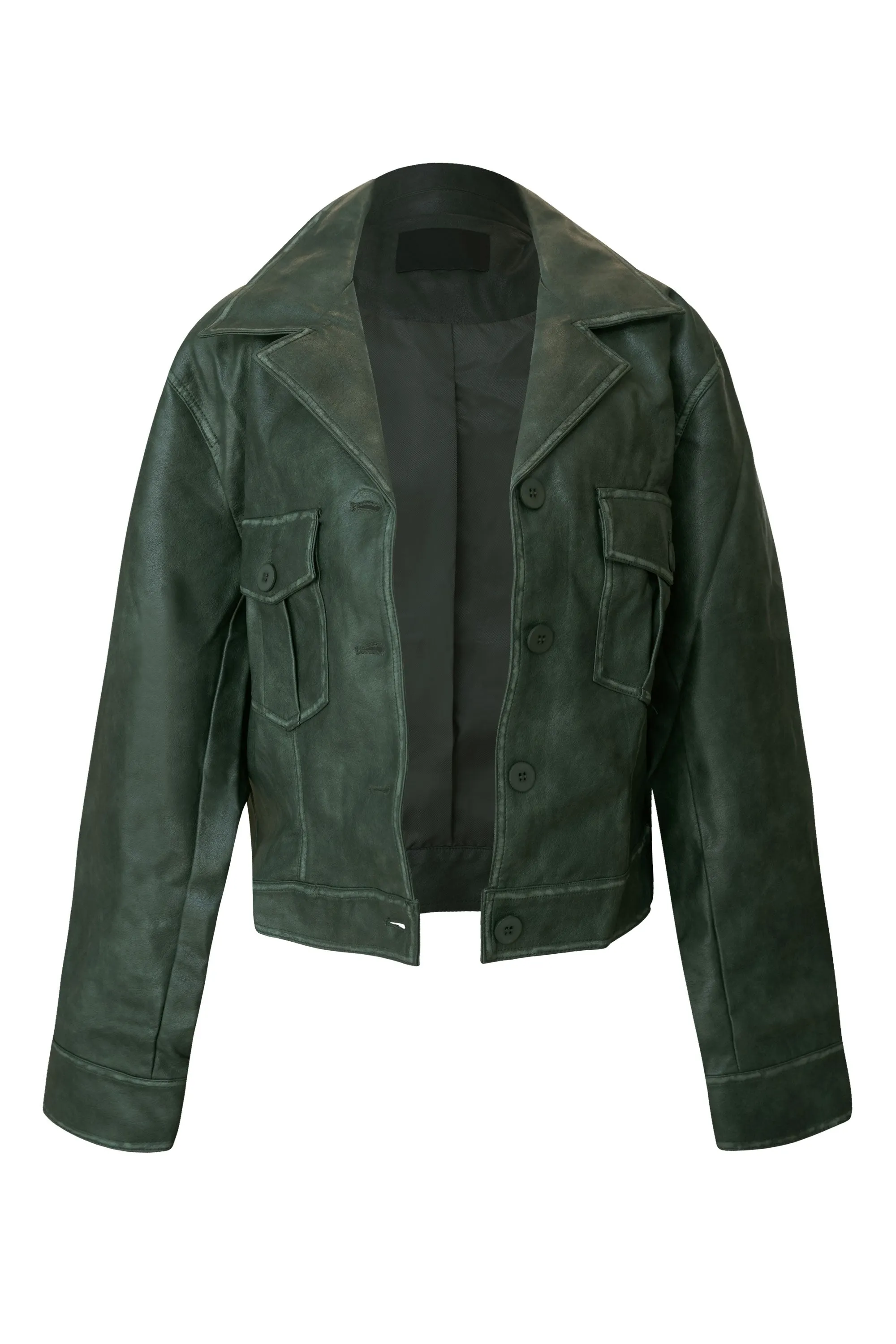 Morris Green Washed Vegan Leather Jacket