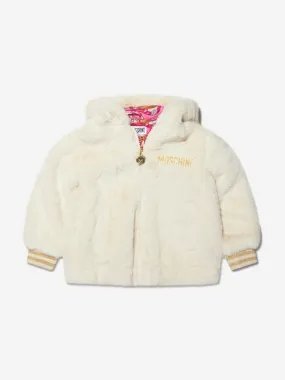 Moschino Baby Girls Hooded Jacket in Ivory