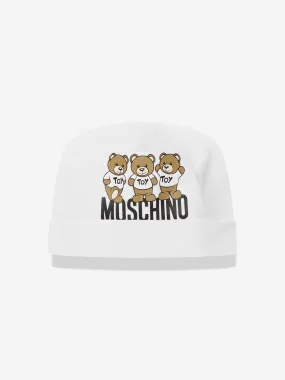 Moschino Baby Teddy Bear Beanie Hat in White