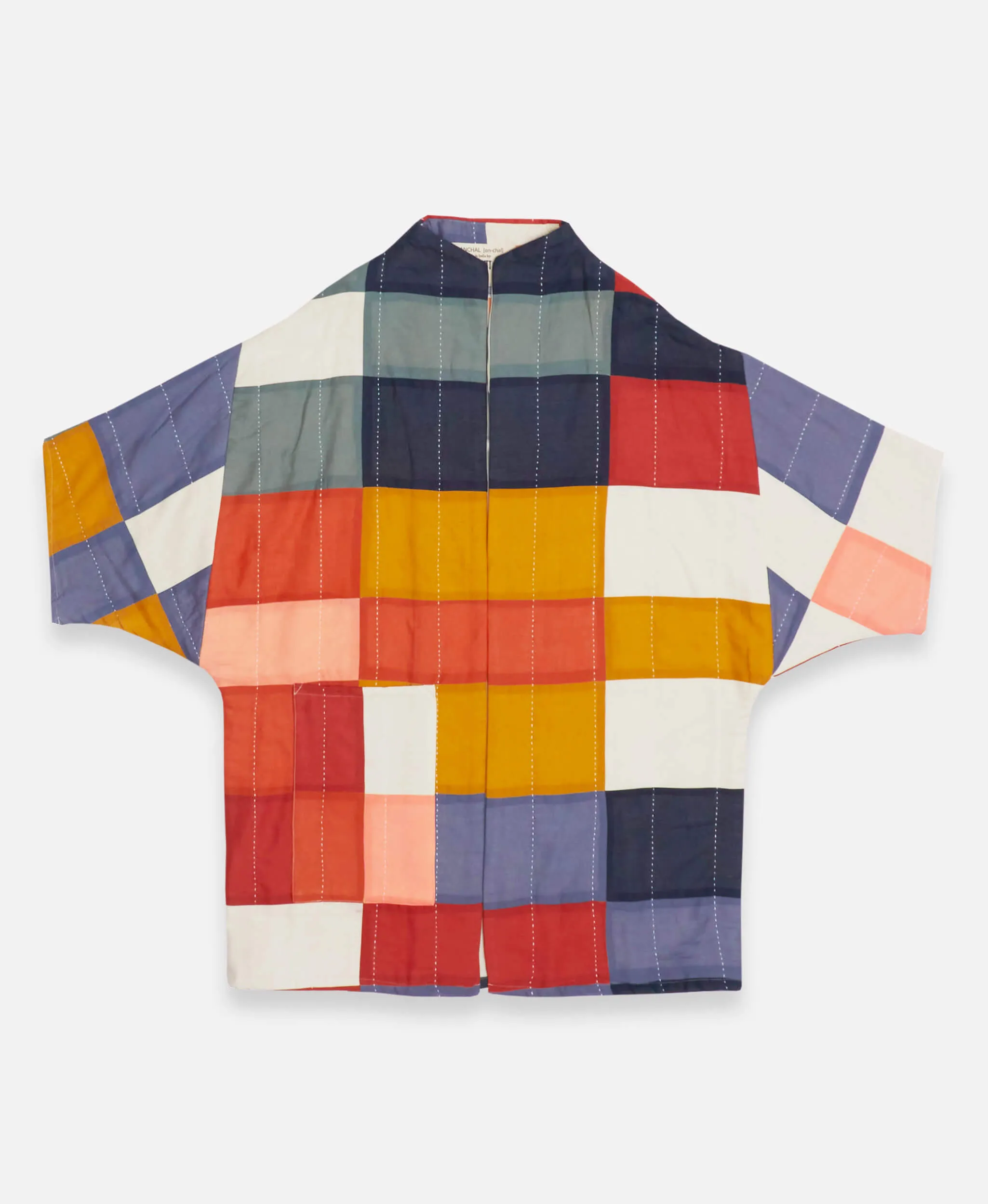 Multi-Check Cocoon Quilted Jacket