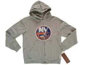 New York Islanders Retro Brand Gray Full Zip Up Waffle Hooded Jacket