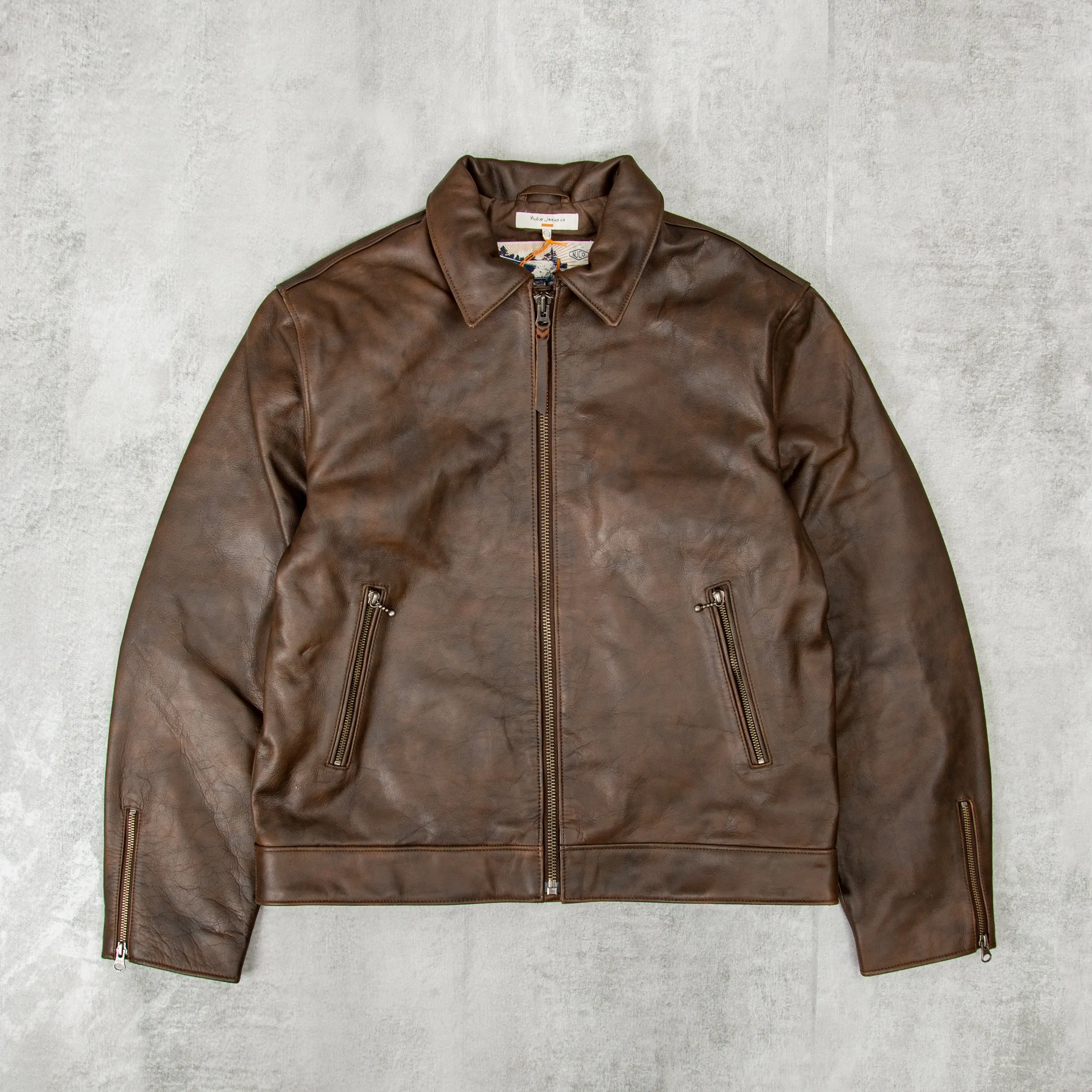 Nudie Eddy Rider Leather Jacket - Brown