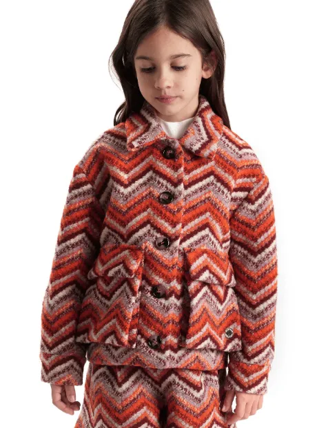 Orange Multicolor Chevron Jacket