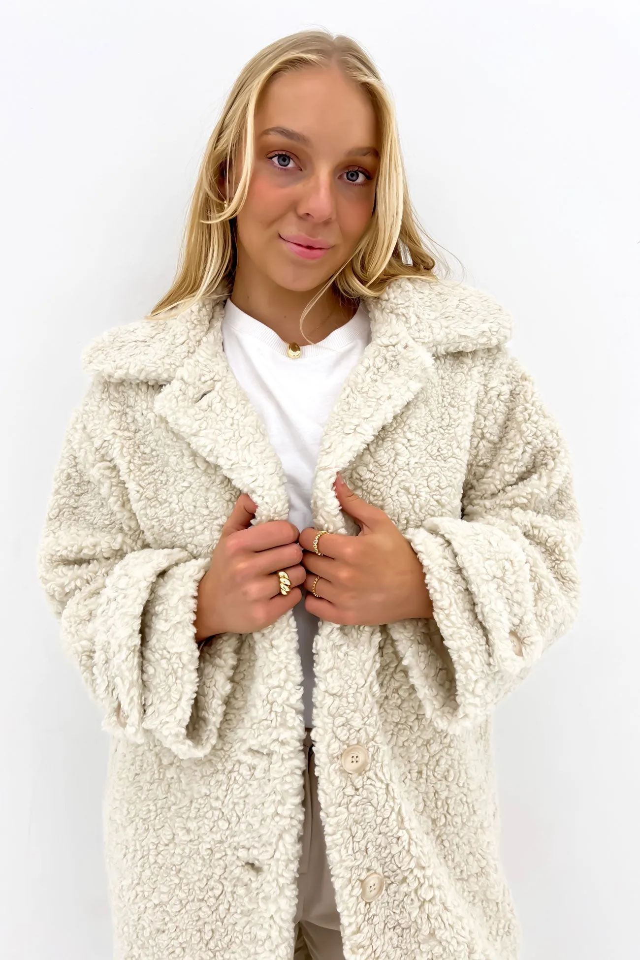 Oslo Teddy Coat Cream