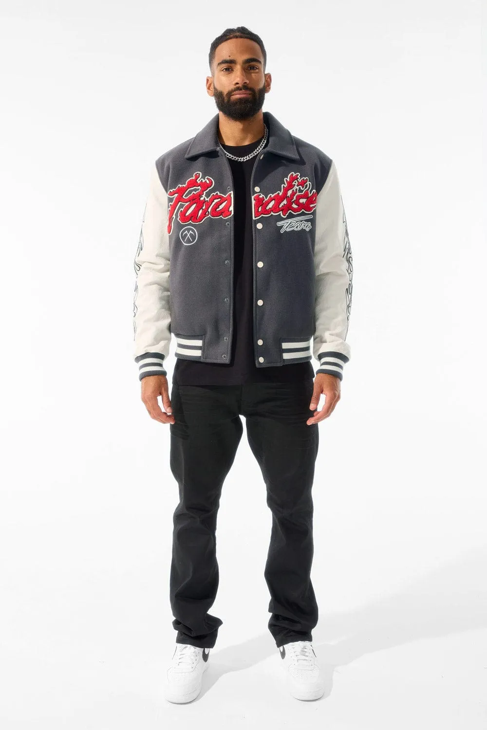 Paradise Tour Varsity Jacket (Off Black)