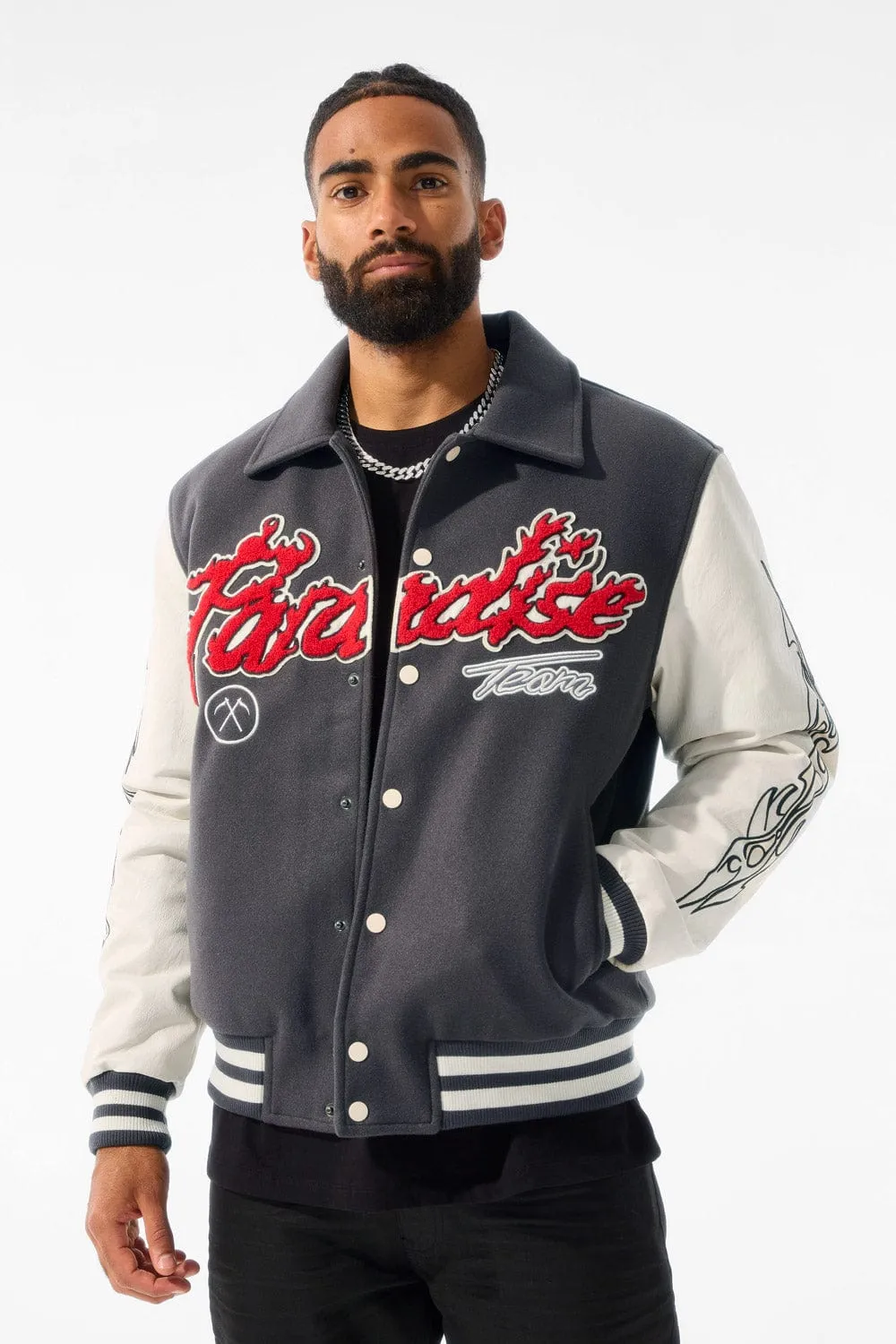 Paradise Tour Varsity Jacket (Off Black)