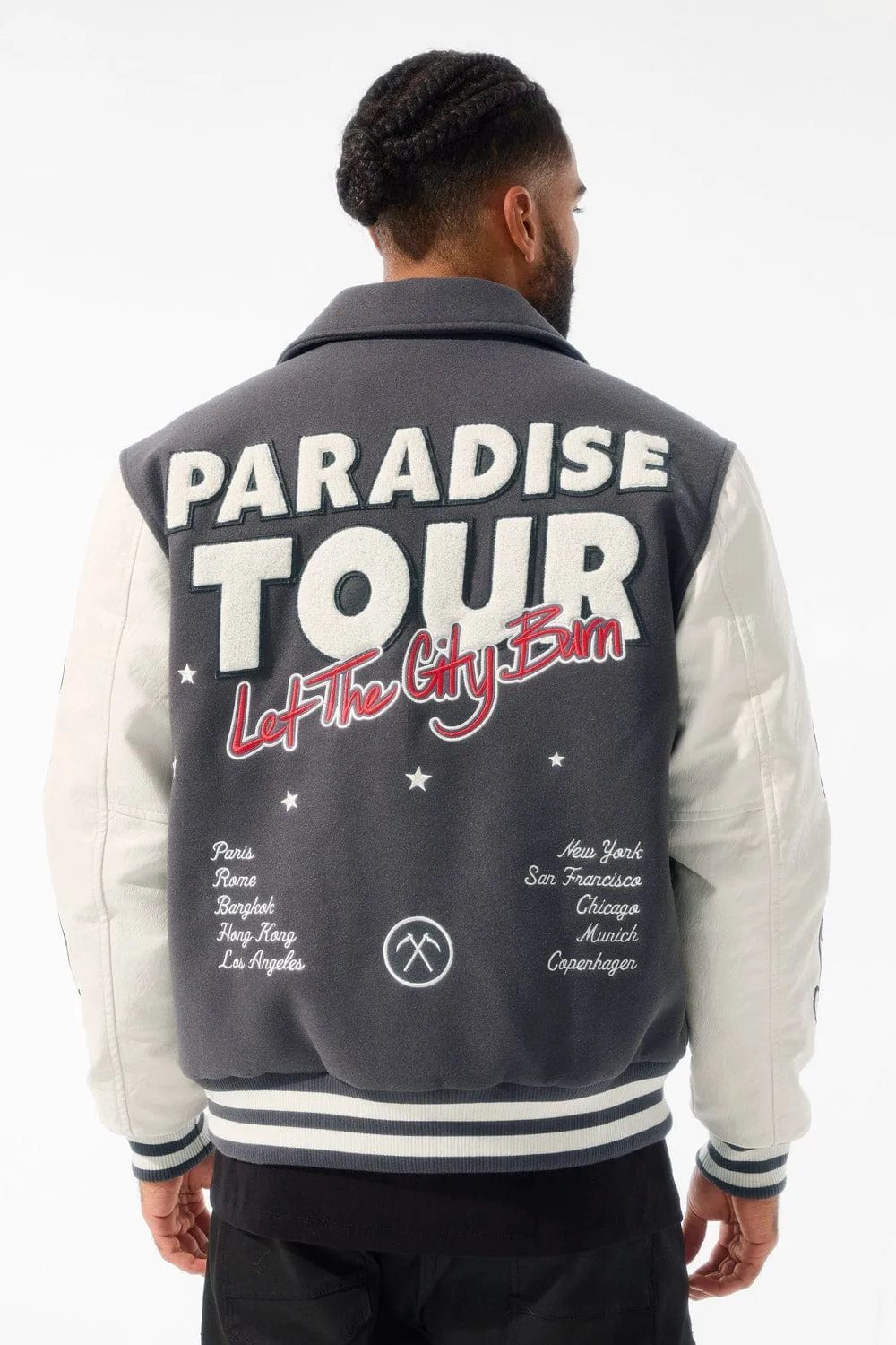 Paradise Tour Varsity Jacket (Off Black)