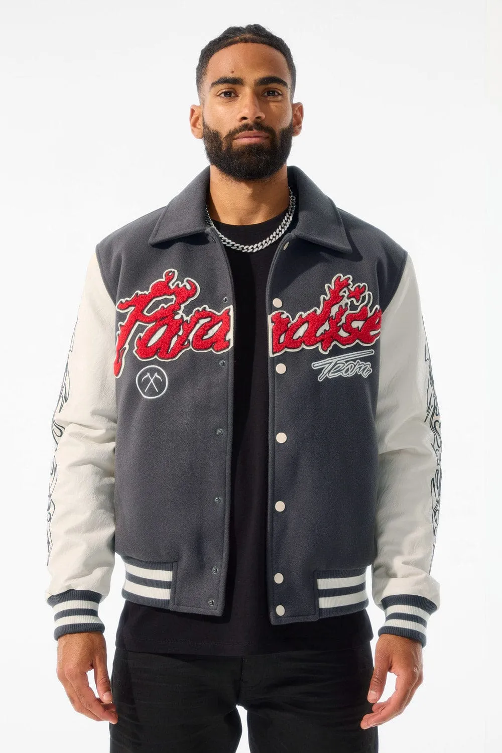 Paradise Tour Varsity Jacket (Off Black)