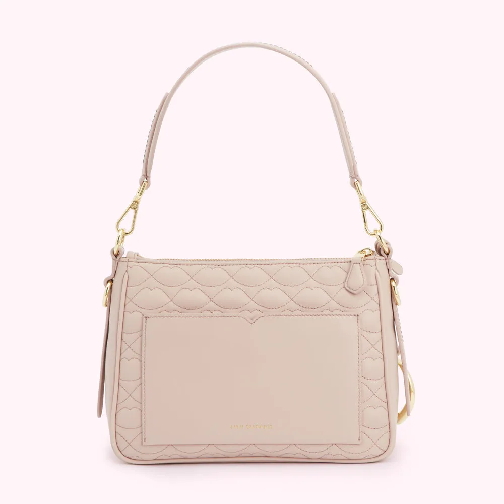 PEBBLE PINK SMALL QUILTED LIP LEATHER CALLIE CROSSBODY BAG