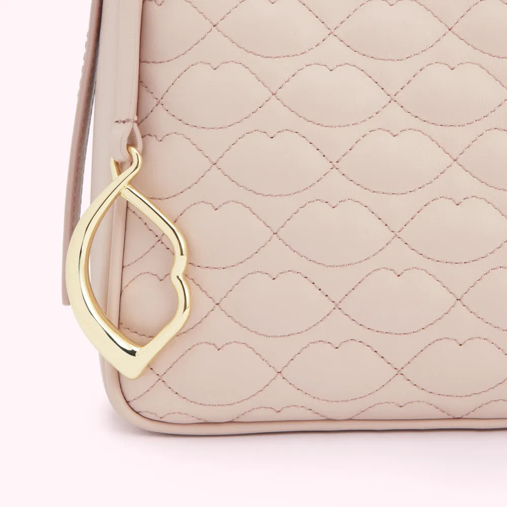 PEBBLE PINK SMALL QUILTED LIP LEATHER CALLIE CROSSBODY BAG