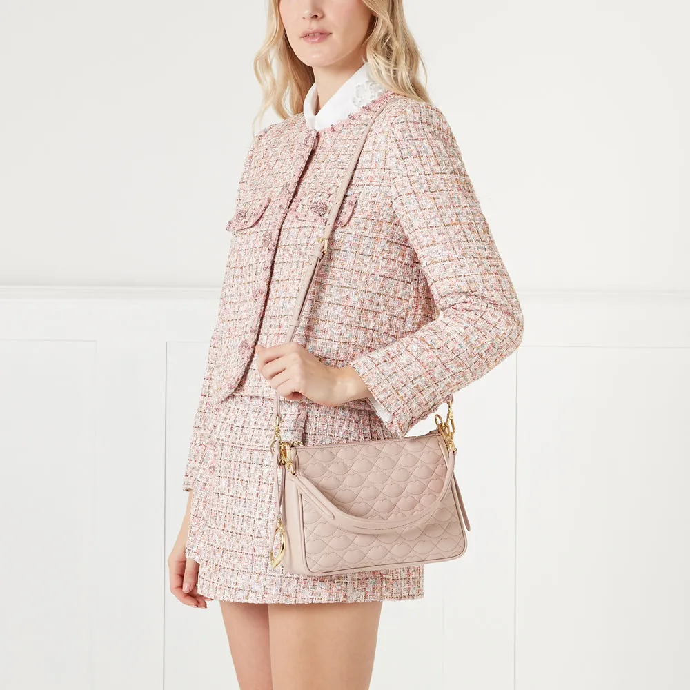 PEBBLE PINK SMALL QUILTED LIP LEATHER CALLIE CROSSBODY BAG