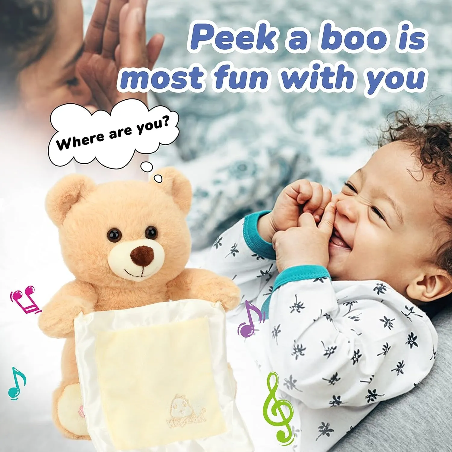 Peek A Boo Bear with Blanket Interactive Plush Teddy - 66B