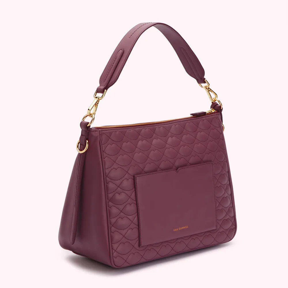 PEONY MEDIUM QUILTED LIP LEATHER CALLIE CROSSBODY BAG