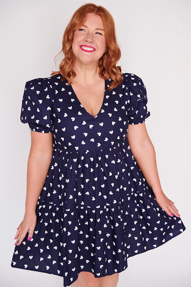 Phoebe Navy & White Hearts Dress