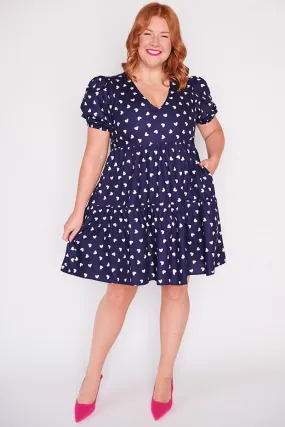 Phoebe Navy & White Hearts Dress