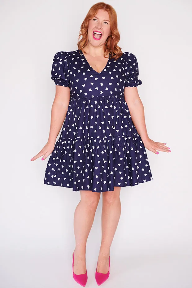 Phoebe Navy & White Hearts Dress