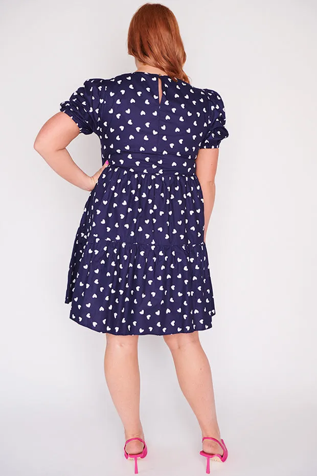 Phoebe Navy & White Hearts Dress