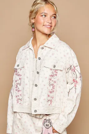 PINK EMBROIDERED DAINTY FLOWER ROSE JACKET