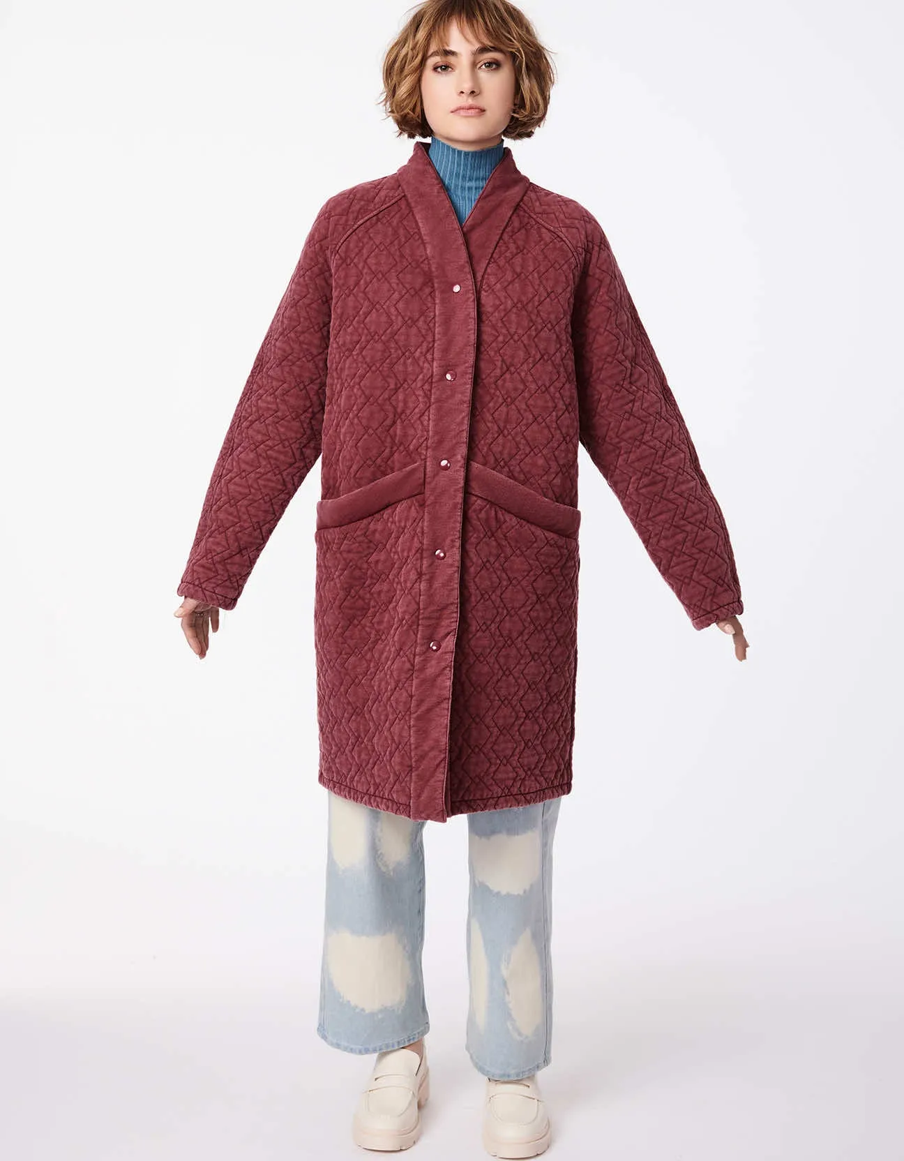 Playful Pattern Long Winter Coat