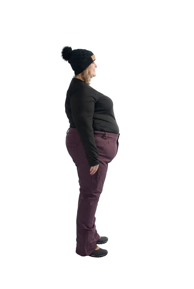 Plus Size Soft Shell Fleece Lined Stretch Snow Pants | Merlot