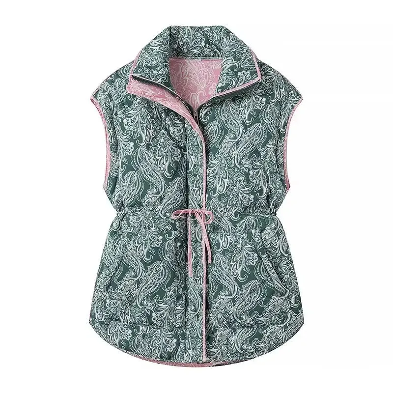 Pre Order:  Paisley Removable Sleeves Zip-Up Jacket