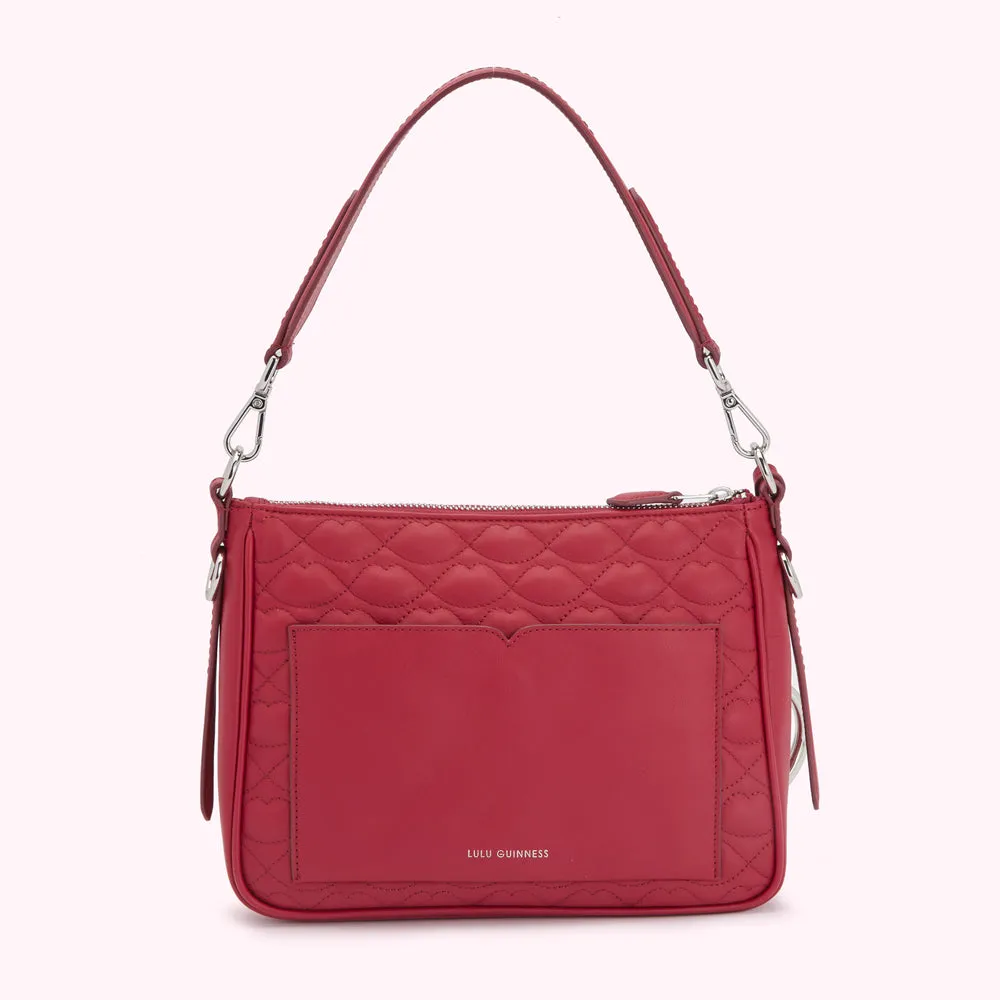 RASPBERRY QUILTED LIP CALLIE CROSSBODY BAG