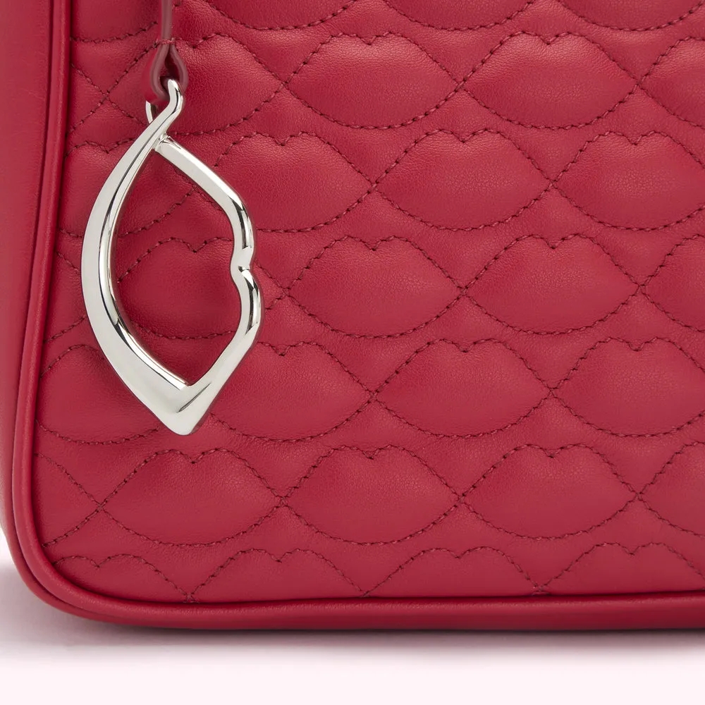 RASPBERRY QUILTED LIP CALLIE CROSSBODY BAG