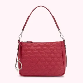 RASPBERRY QUILTED LIP CALLIE CROSSBODY BAG