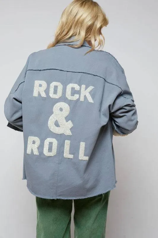 Rcok & roll sequin button down jacket