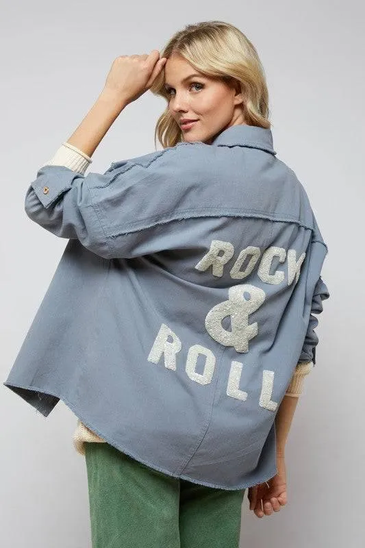 Rcok & roll sequin button down jacket