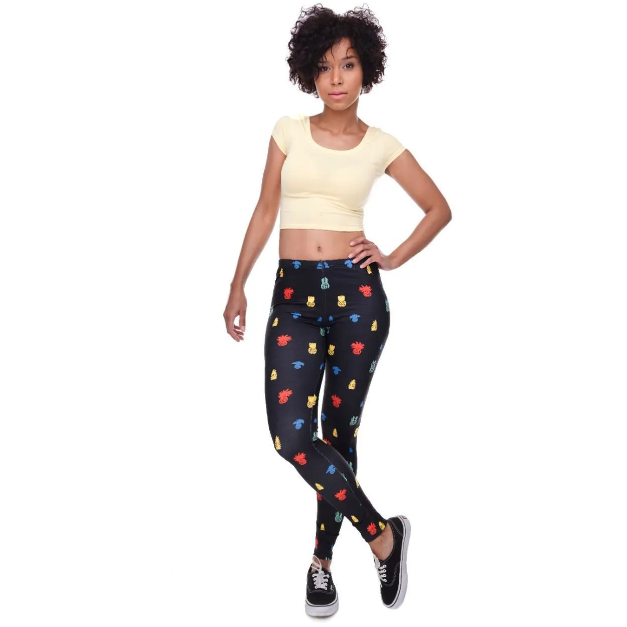 Regular Leggings (8-12 UK Size) - Little Pineapple Black