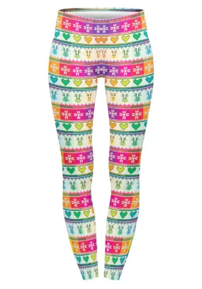 Regular Leggings (8-14 UK Size) - Winter Rainbow