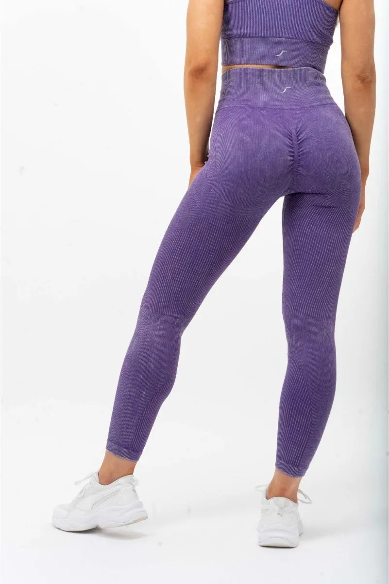 Ribbed Leggings - Scrunch Bum - Violet