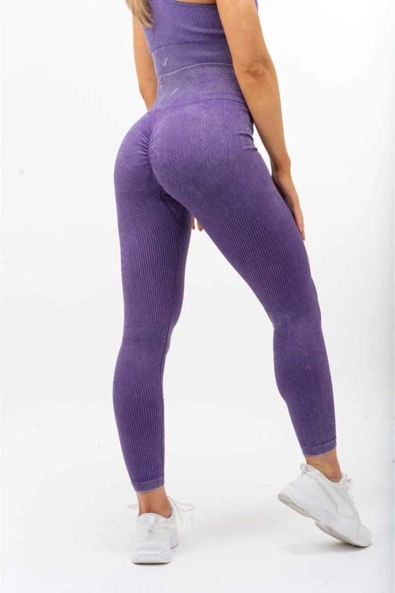 Ribbed Leggings - Scrunch Bum - Violet