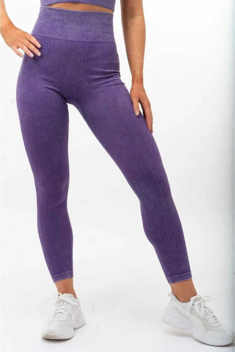 Ribbed Leggings - Scrunch Bum - Violet